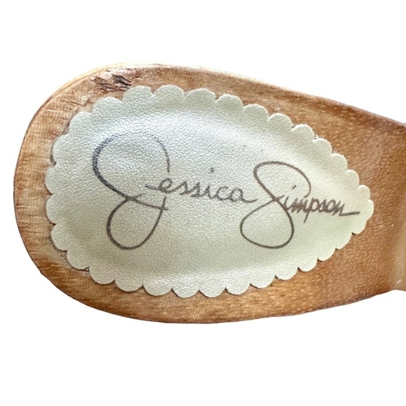 ✂️ SPRING SWEEP SALE Jessica Simpson White Leather Knot Platform Wedge Sandals 8 - Picture 6 of 9